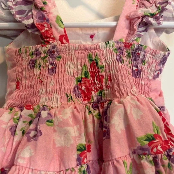 Olive Mae Floral Pink Cotton Dress with Ruffle Sleeves - Picture 4 of 6